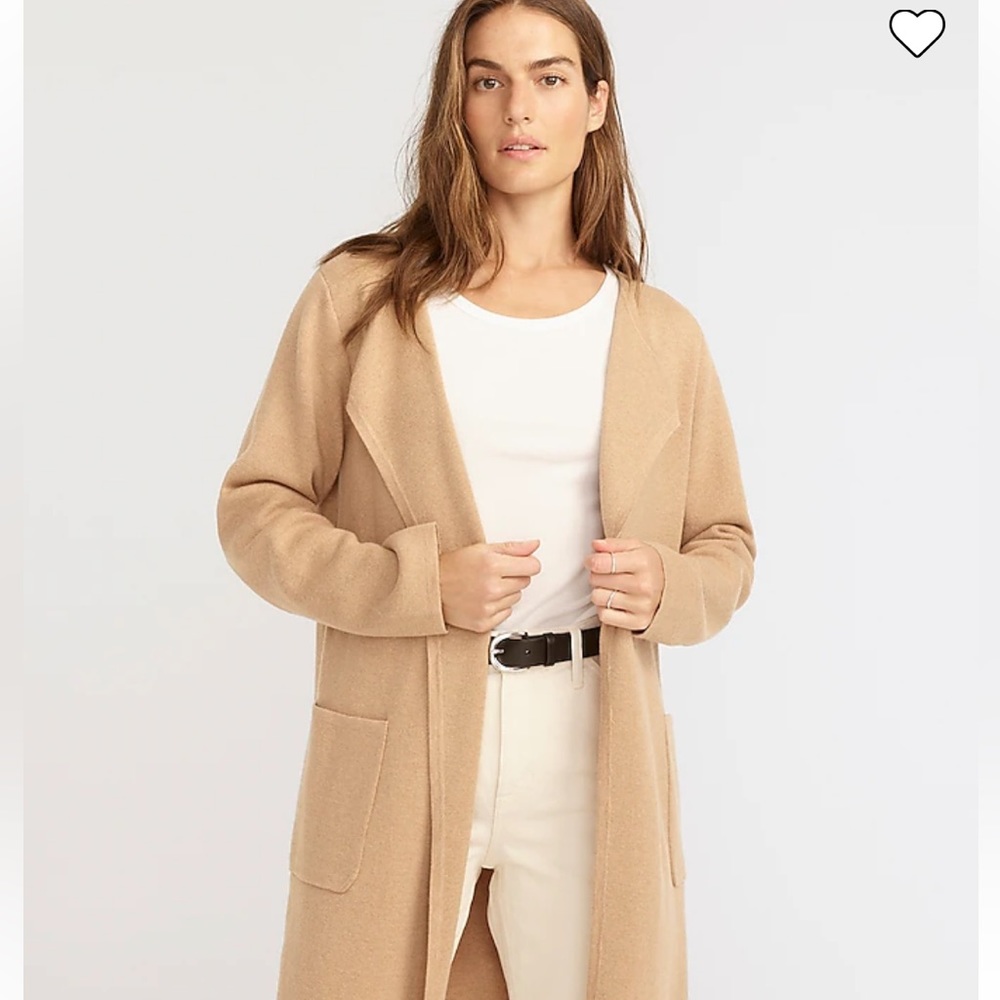 JULIETTE COLLARLESS SWEATER-BLAZER. Hthr Khaki